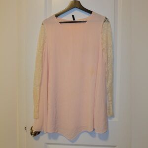 Pink Dress with Lace Sleeves